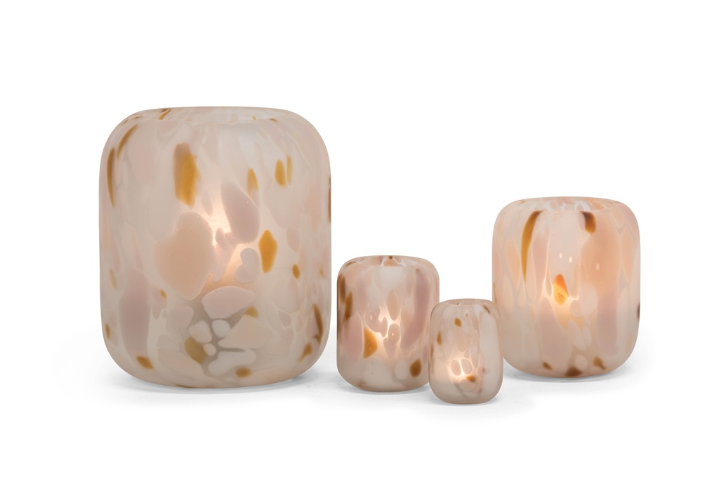 MOUTHBLOWN T-LIGHT CLEAR MULTI MATT Ø10cm X 13cm - 4/12 - CLEAR & MULTI COLORS