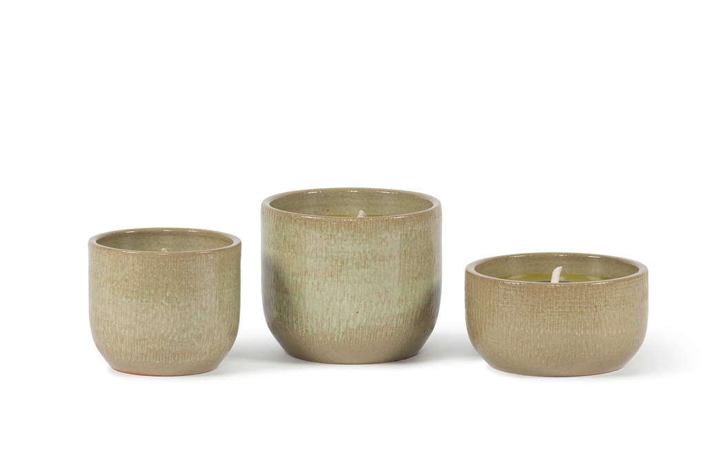 Bowl Glazed Green - Ø 18 x 10 cm - outdoor candle -1 ext. coton wick - p/4