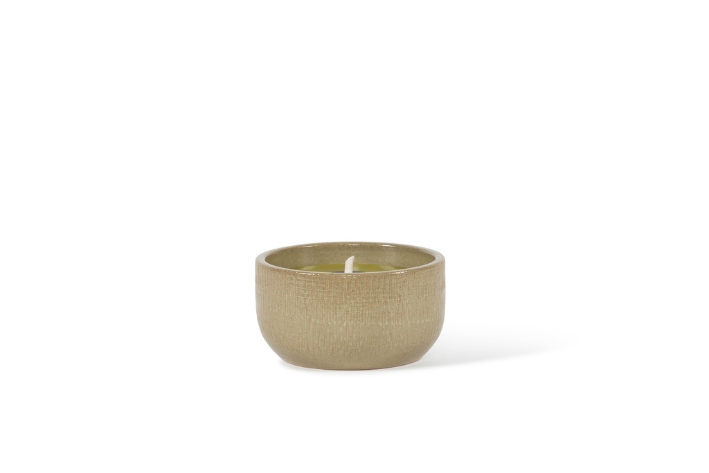 Bowl Glazed Green - Ø 18 x 10 cm - outdoor candle -1 ext. coton wick - p/4