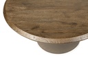 Coffee table - matt brown brushed wood + brown metal foot big - Ø80 x 40cm - p 1/1