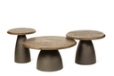 Coffee table - matt brown brushed wood + brown metal foot big - Ø80 x 40cm - p 1/1