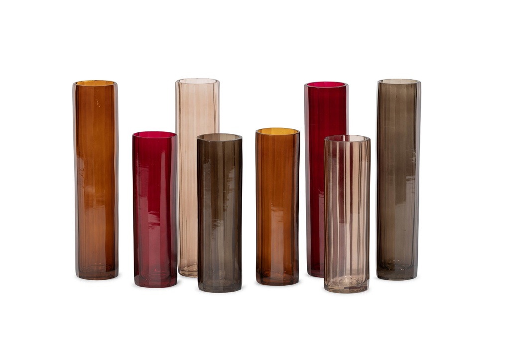 Vase multi sided sprayed - amber - large - Ø7x30cm - p/4/16
