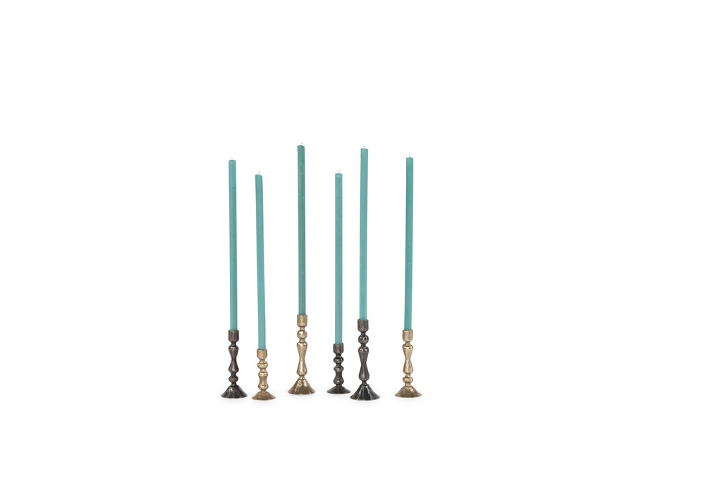 Handforged fine taperholder - brass antique - set of 3 - for tapers Ø2,1cm - H7cm/H9cm/H11cm - p/2 sets