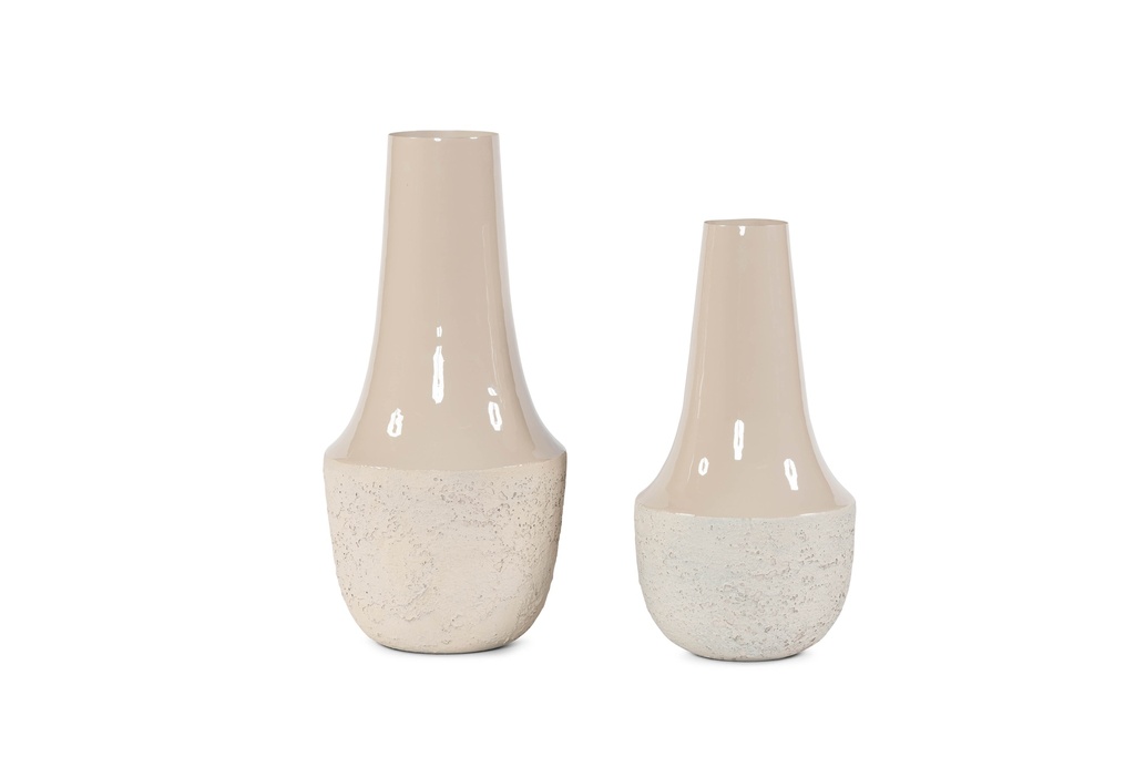 Vase lower texture upper enamel beige large - Ø28x62cm - p 1/4