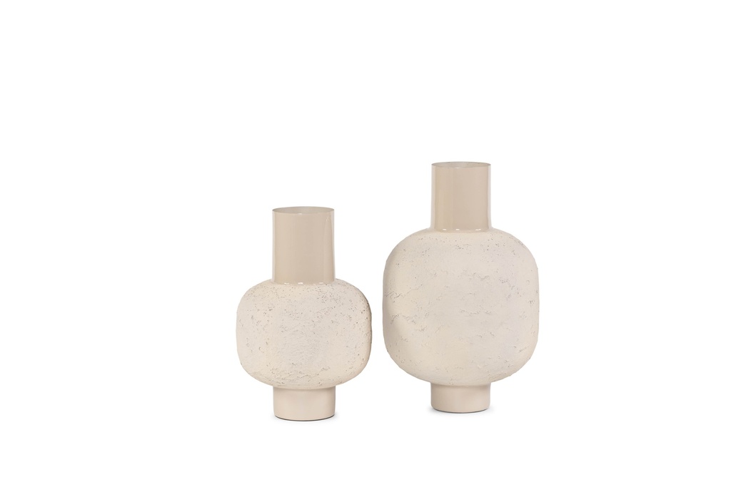 Bolvase texture on stand enamel beige medium - Ø25x38cm - p 1/4