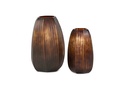 Mouthblown vase vertical flat cutting brown / cream - small - Ø22x37cm - p/1/1
