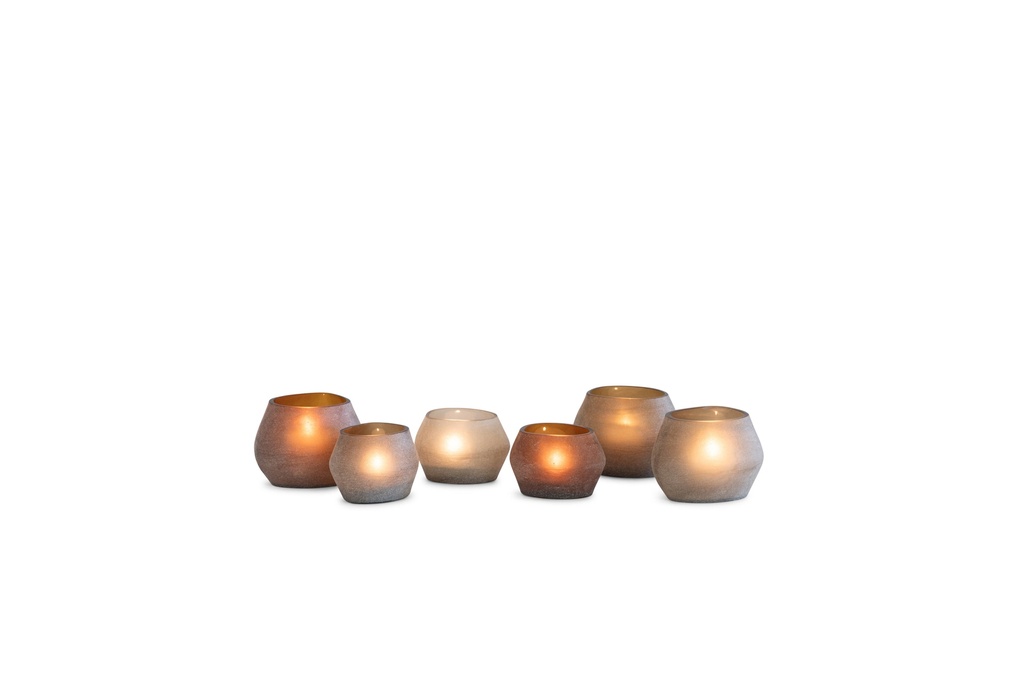 T-light holder oval matt light smoke - small - 11,5x9,5x8cm - p/1/24