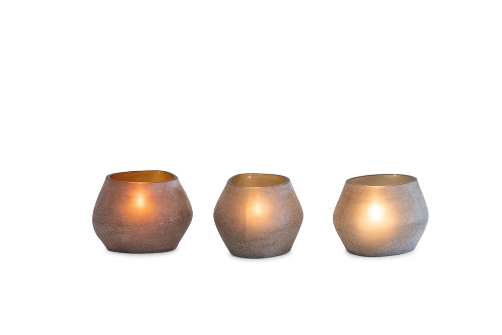 T-light holder oval matt amber - large - 13,5x11,5x10cm - p/1/18