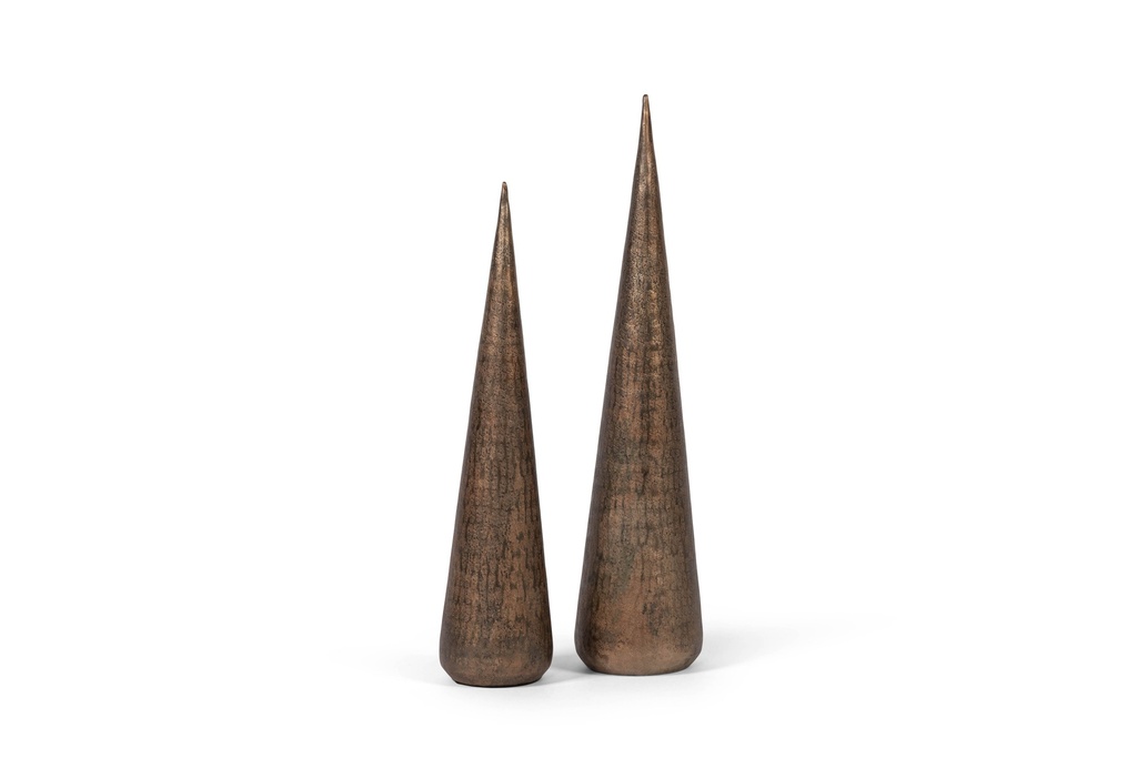 Small X-mas Tree, mineral textured - metal - rustic gold - Ø12x49cm - p 2