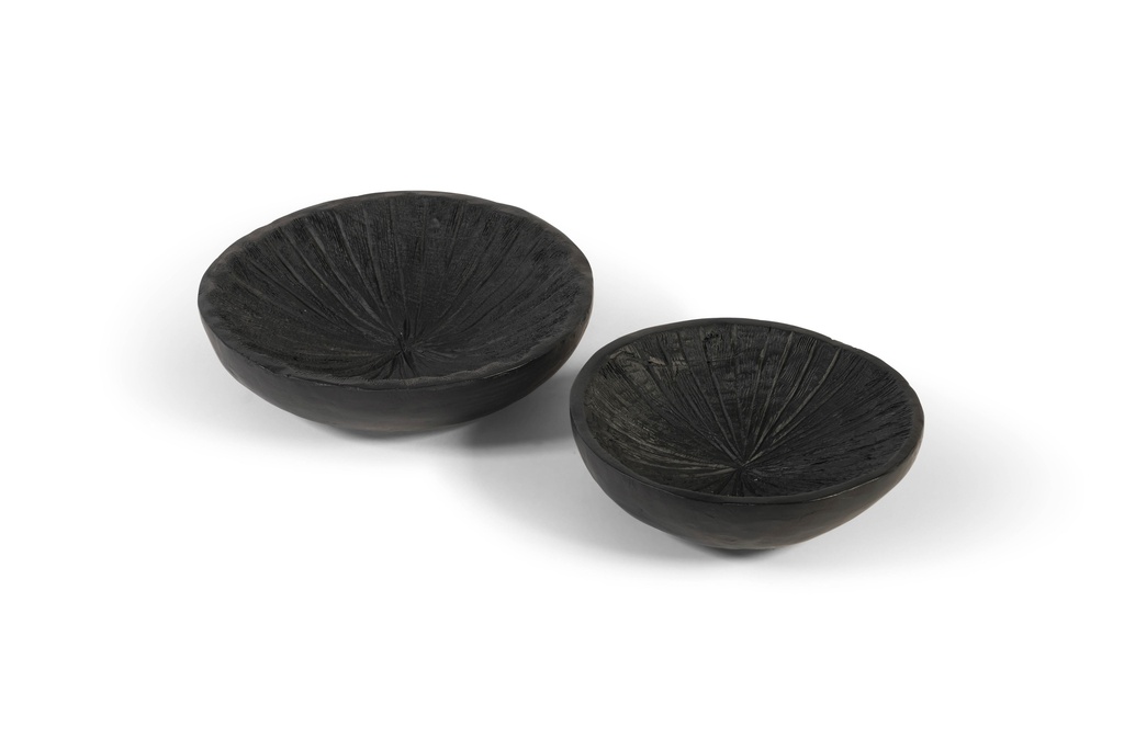 Set of 2 Ornament disks - wood - black mat brushed - Ø30x7cm/Ø24x3cm - p1/8