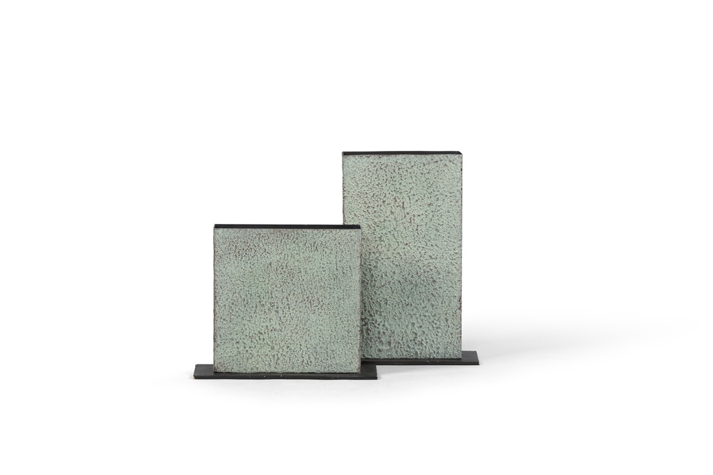 Vase rectangular green patina with bronze base - 30,5x10x25cm - p 1/8