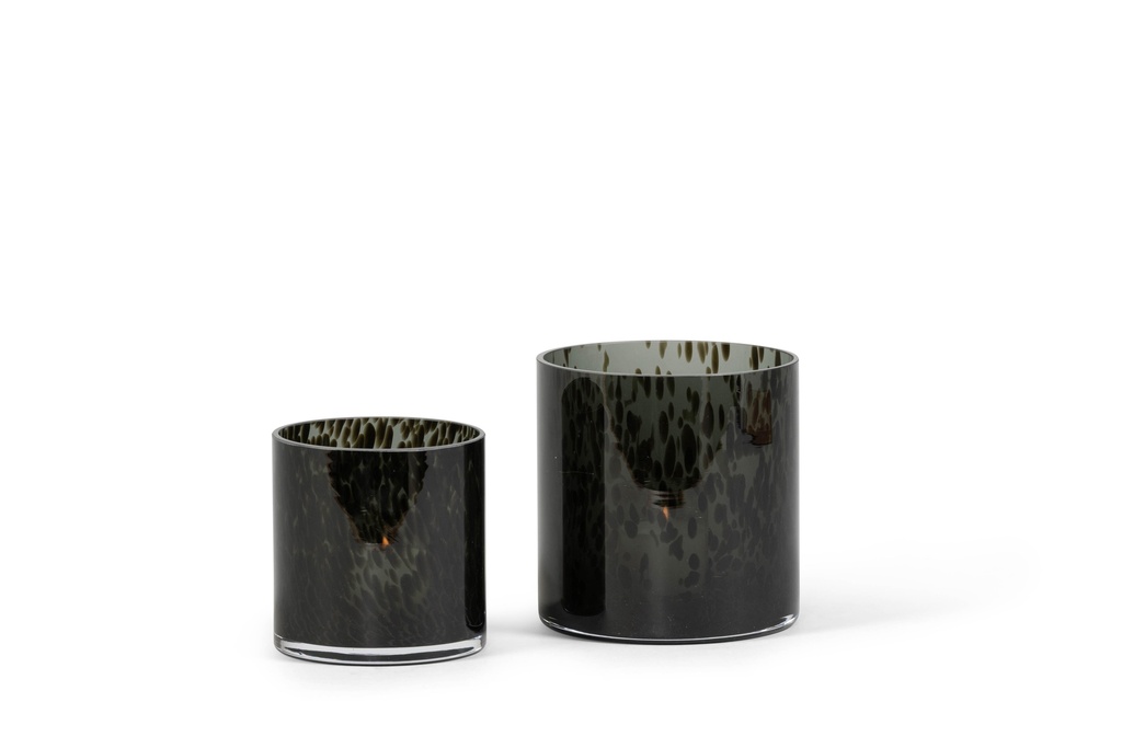 Vase - glass - smoke black spotted - Ø 15x15cm - p/2/1
