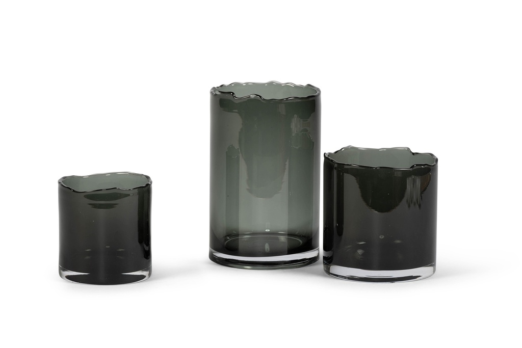 Vase organic rim - glass - smoke - Ø 12x12cm - p/4/1
