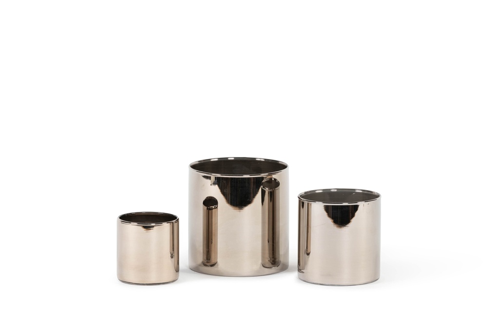 Semi transparent candleholder - glass - platinum - large Ø 15x15cm - p/2/1