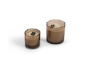 Scented candle mocha glass votive with organic rim - Ø 15 x 15cm - 4 - int. cot. - p/2