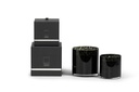 Scented candle cylindrical smoke black spotted glass - Ø15 x 15cm - 4 - int. cot. - p/2