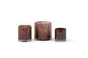Thick votive cylinder with craquelure design - glass - burgundy gold - Ø 11 x 12cm - p/6