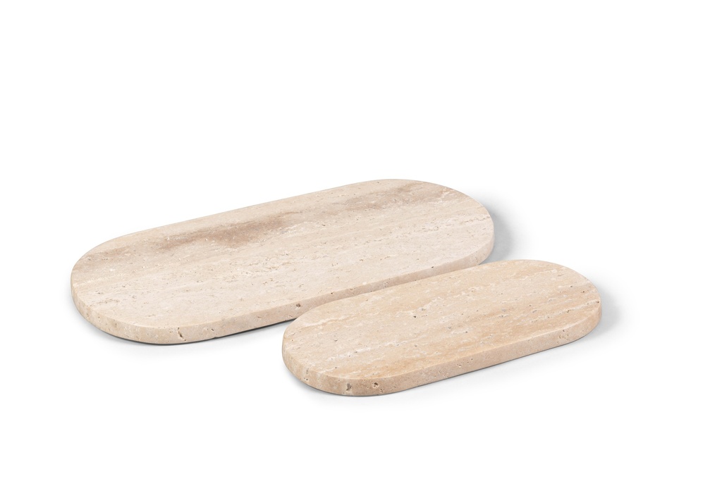Plate oval beige travertine set of 2 - 25 x 12 x 1.5 cm / 35 x 17 x 1.5 cm - p 1/2