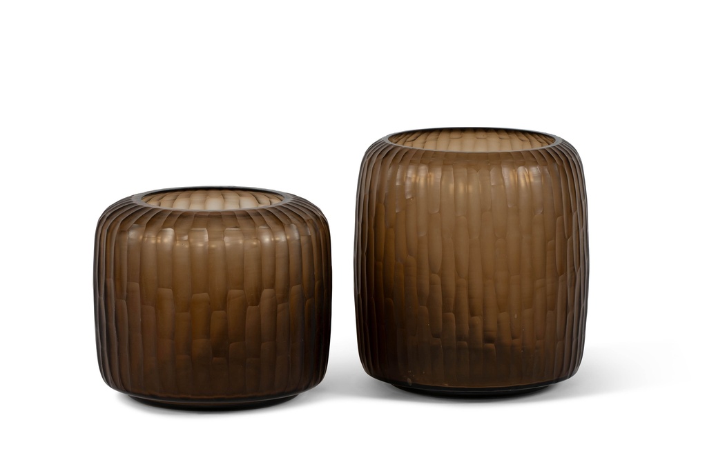 Mouthblown round cutted vase copper medium - Ø27 x 23cm - p 1