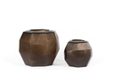 Facetted line cut vase - glass - smoke - large 32 x 27 x 27cm - p/1
