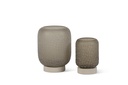 Hurricane cocoon cutted light smoke with stone base small - Ø14 x 23 cm - p 1/2