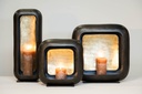 Standing square candle holder nickle antique/gold antique leafing - medium - 29,5 x 11,5 x 31 cm - p 1/4