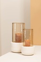 Hurricane textured stone ivory with hammered brown luster glass large - Ø25x43 cm - p 1