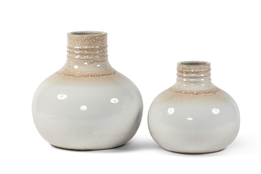 Bottle beige glazed ribbed medium - Ø33 x 30 cm- p 1