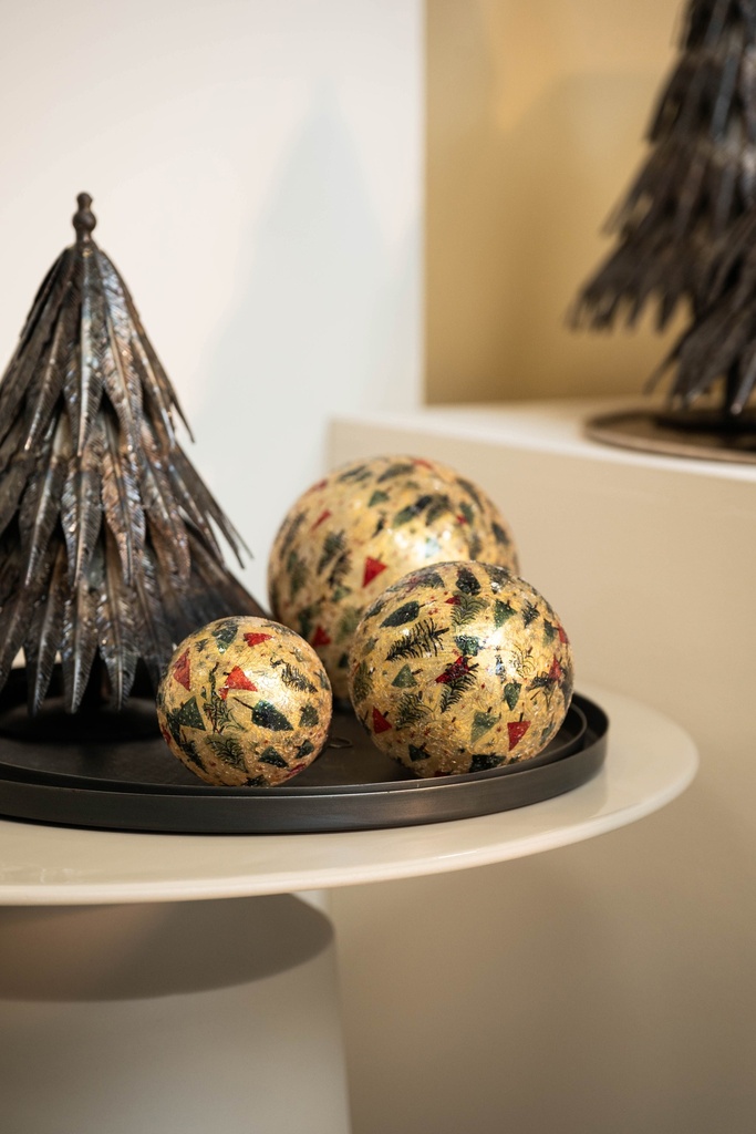 Boll crackeled glass X-mas tree medium - Ø9 cm - p 4/40