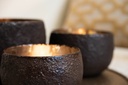 Planter with coal dark brown finish - set of 4 - Ø16 x 10 cm / Ø19 x 12cm / Ø21 x 14 cm / Ø28 x 18 cm - p 1/5