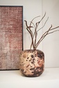 Metal Bulbvase burgundy / creme crackeled glass - medium - Ø 52x50cm - p/1