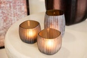 T-light holder square vertical stripe cutting light smoke - small - 9 x 9 x 9 cm - p 4/24