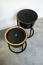 Outdoor candle pot with lid black/gold inside on stand small - Ø31,5 x 31,5 cm - p 1