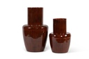Vase enamel with neck dark brown antique - Ø34 x 50 cm - p 1/2