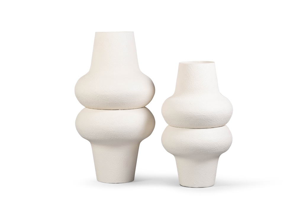 Vase textured stone large  ivory - Ø38x70cm - p 1