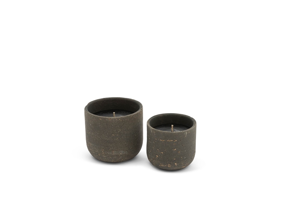 Outdoor candle matt grey/gold - Ø15 x 13cm - 1 - ext.cot. - p/4