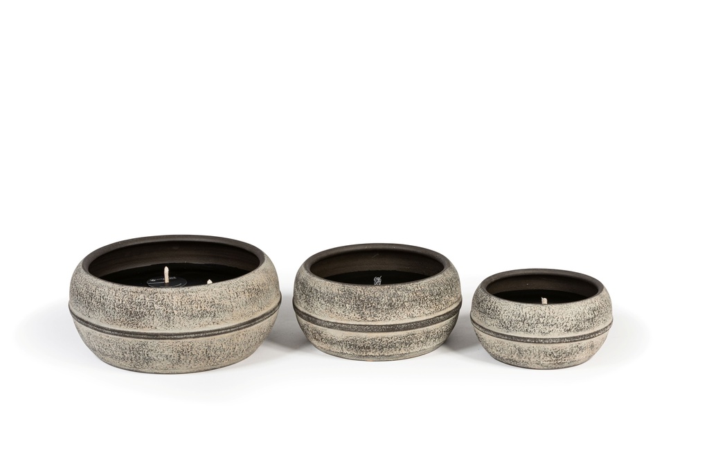 Brown aged terracotta outdoor bowl candle - Ø 35x16cm - 3 - ext. cot. - p /2/1