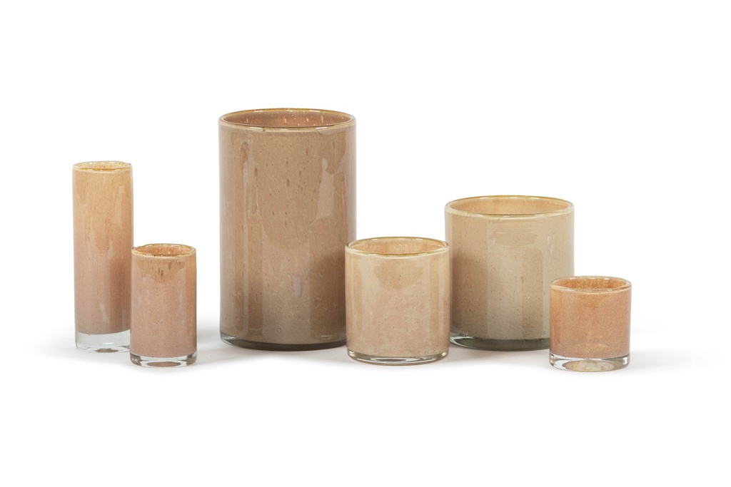 Cylindrical votive - glass - honey - Ø8.5 x 8.5cm - p/6