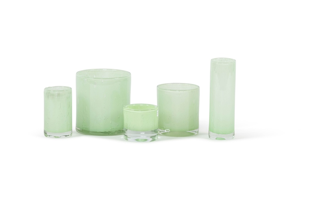 Thick votive cylinder - glass - mint green - Ø11x12cm - p/6