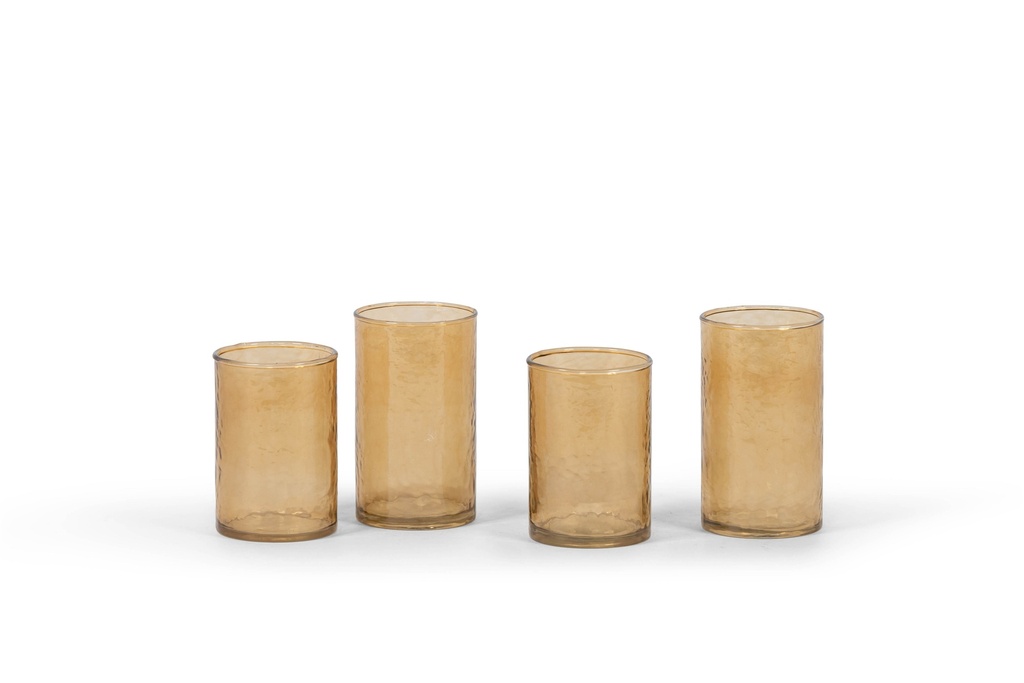 Tlight holder hammered - glass - smoke - Ø7 x 11cm - p 6/36