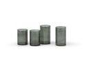 Theelight holder hammered - glass - dirty green - Ø7 x 11 - p 6/36
