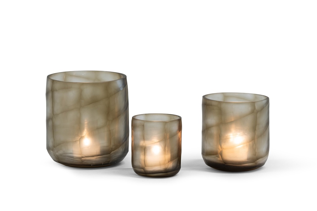 T-light holder handcutted smoke/clear small - Ø9 x 10cm - p 4