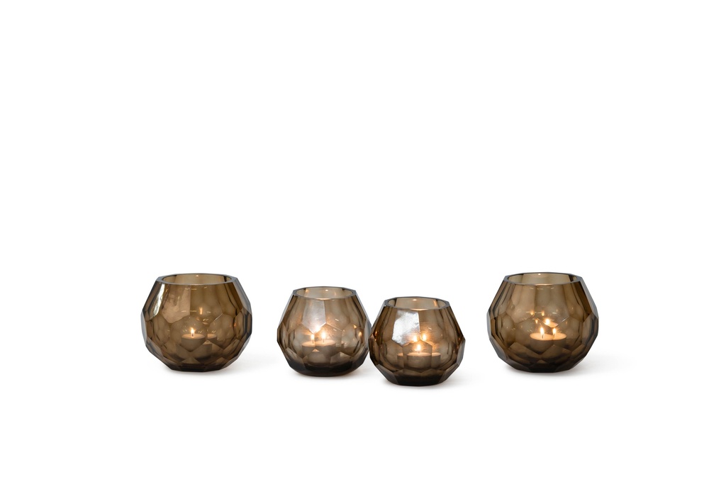 T-light holder polished faceted cutting copper large - Ø12 x 10 cm- p 2