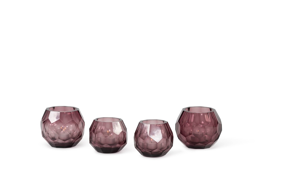 T-light holder polished faceted cutting purple large - Ø12 x 10 cm - p 2