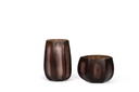 Mouthblown vase vertical flat cutting smoke / mauve big - Ø28 x 39 cm -p 1