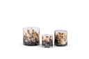 Thick votive cylinder with caramel design - glass - white & brown - Ø14 x 14cm - p/4