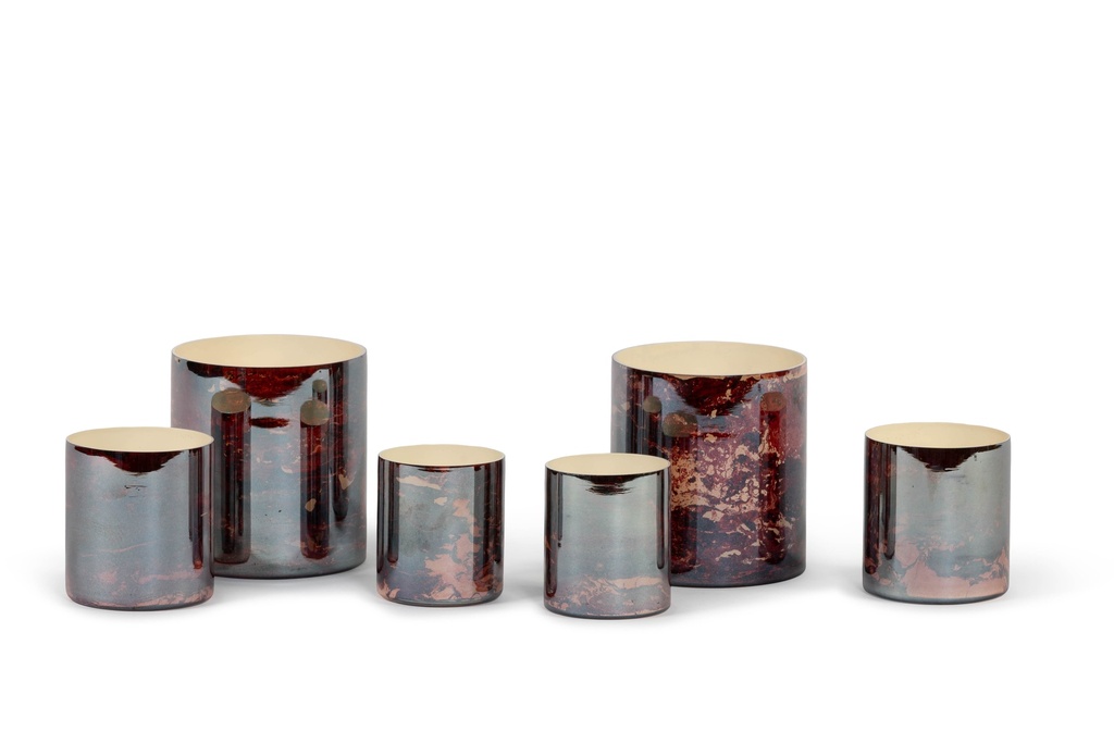 Votive cylindrical burgundy marble finish small - Ø8 x 9 cm - p 8