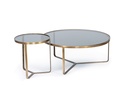 Table glass + frame - glass + metal - smoke + antique brass - Ø 40x45cm - p/1/1