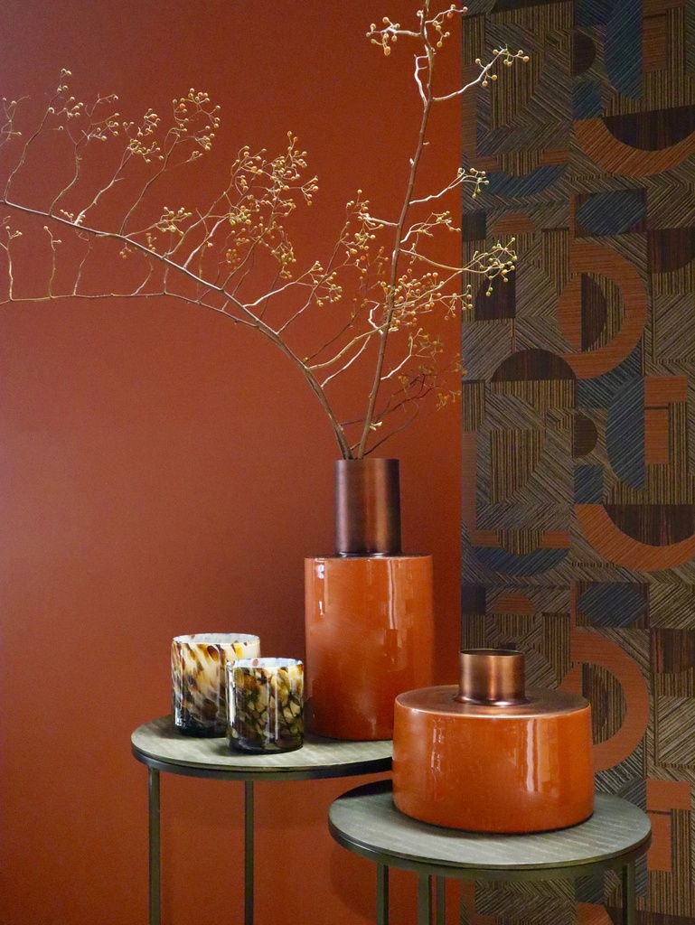 Vase - Enamel - Terracotta & Top copper antique - Ø 20x38cm - p/1/4