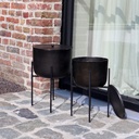 Pot with lid in black bronze antique on stand - big Ø 29 x 22 cm / h.42 cm - 1 - ext. cot. - p/1/1